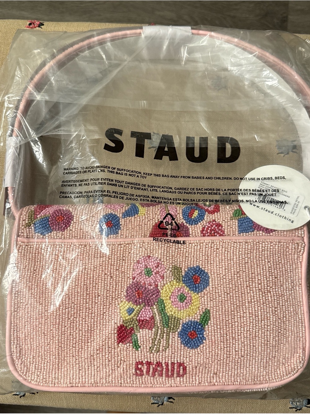 NWT STAUD Tommy Beaded Bag, Wildflowers - Picture 5 of 6